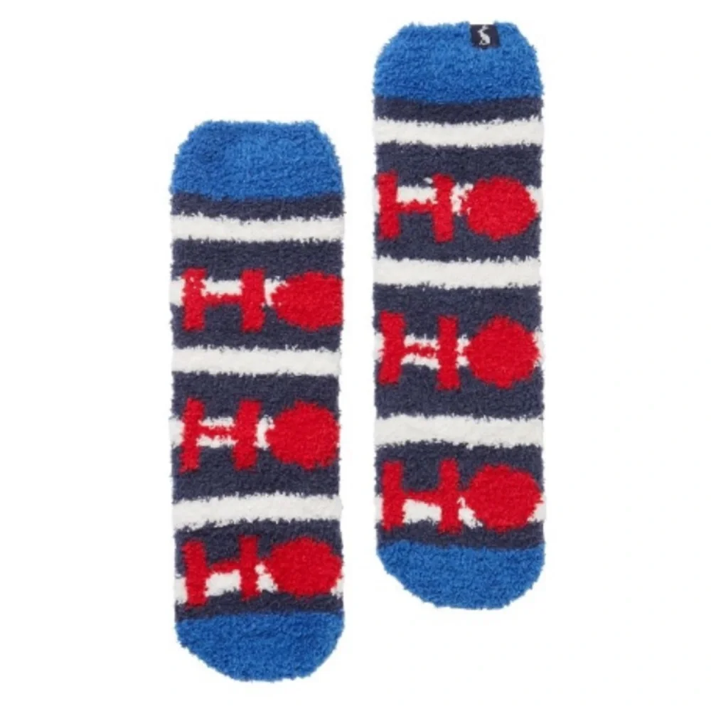 JOULES FESTIVE FLUFFY CHILDRENS FESTIVE FLUFFY SOCK- HO HO HO: SHOE SIZE 1-3